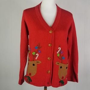 Marisa Christina Red Christmas cardigan Sz med